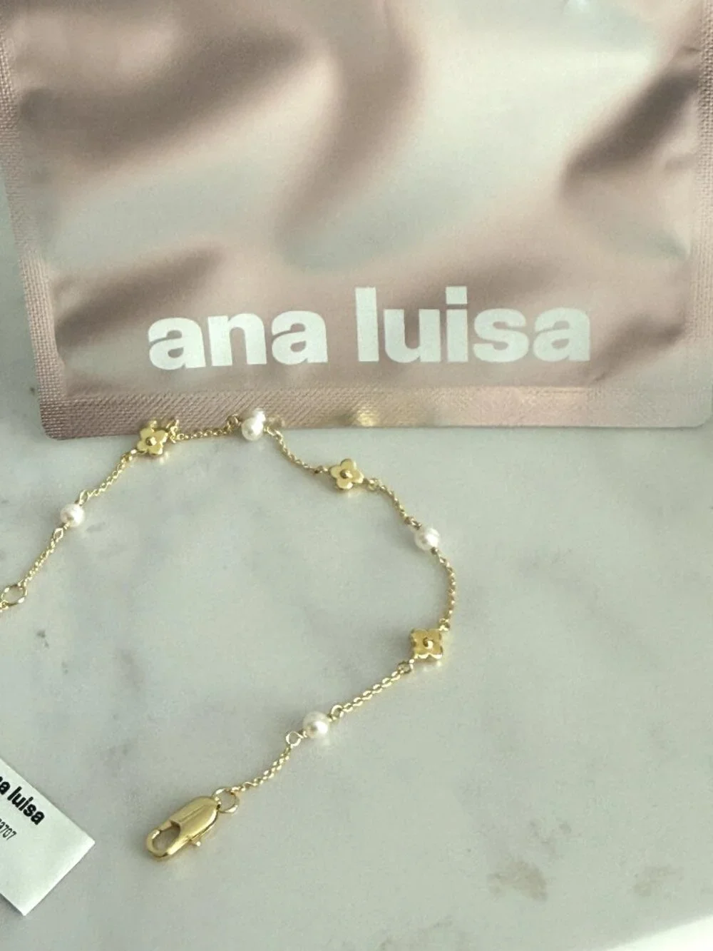 ANA LUISA Gold and Pearl Flower Hannah Bracelet